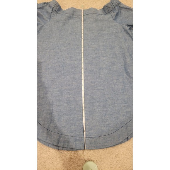 Free People Show Me Some Shoulder Linen Chambray Top Women’s XS Blue. Oversized - Picture 9 of 10